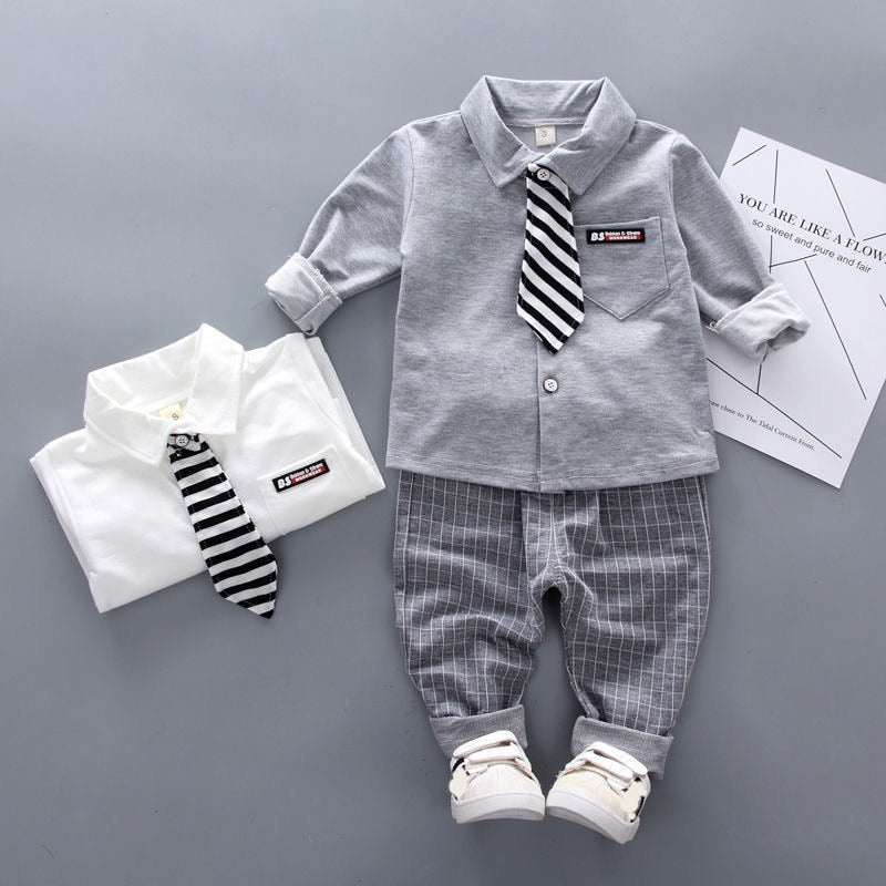 Autumn Infant Clothing Suit Baby Boys Clothes Formal Party Newborn Baby Boy Clothing Sets Tie Shirt + Pants Outfits Set 0-4 Year