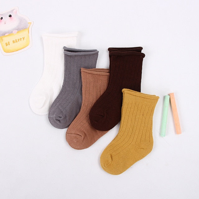 5pairs/lot 0-9 Years Baby Toddler Cotton Socks Kids Boys and Girl Spring Summer Autumn Short Newborn Ribbed Socks Solid Color
