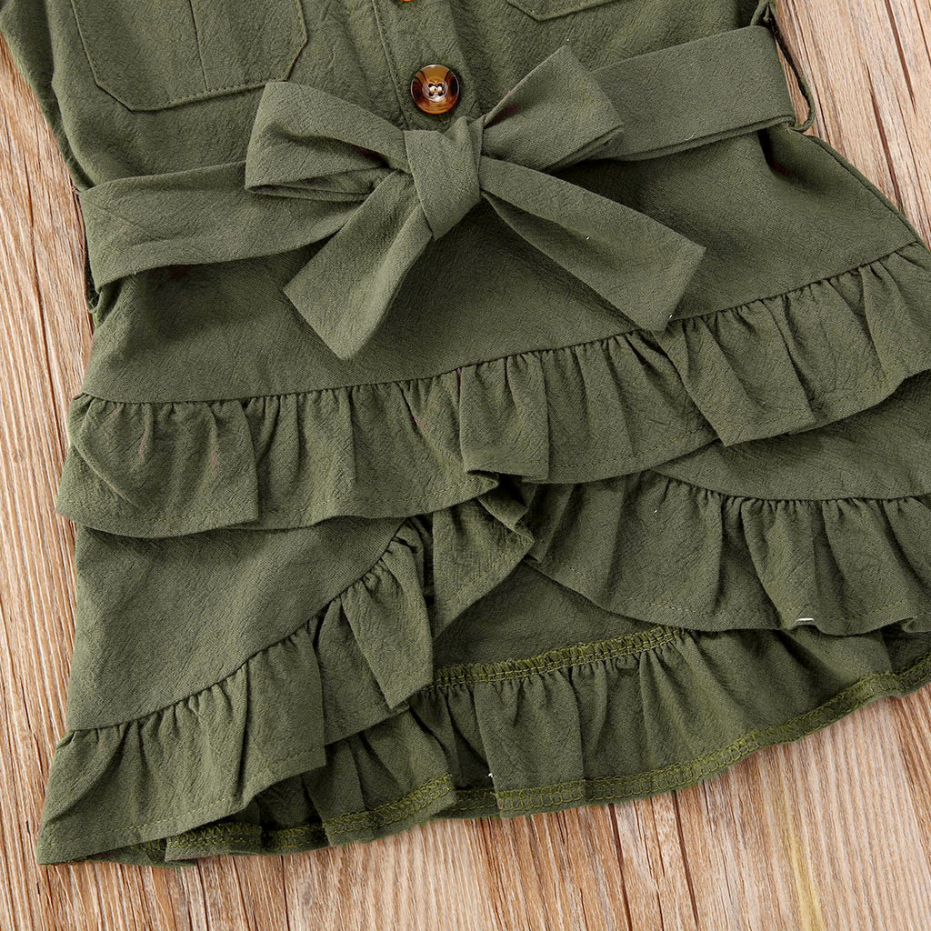 2-7Y Toddler Baby Kid Girls Clothes set Elegant Ruffles Dress set Vintage Mini Dress For Girls Summer Clothes