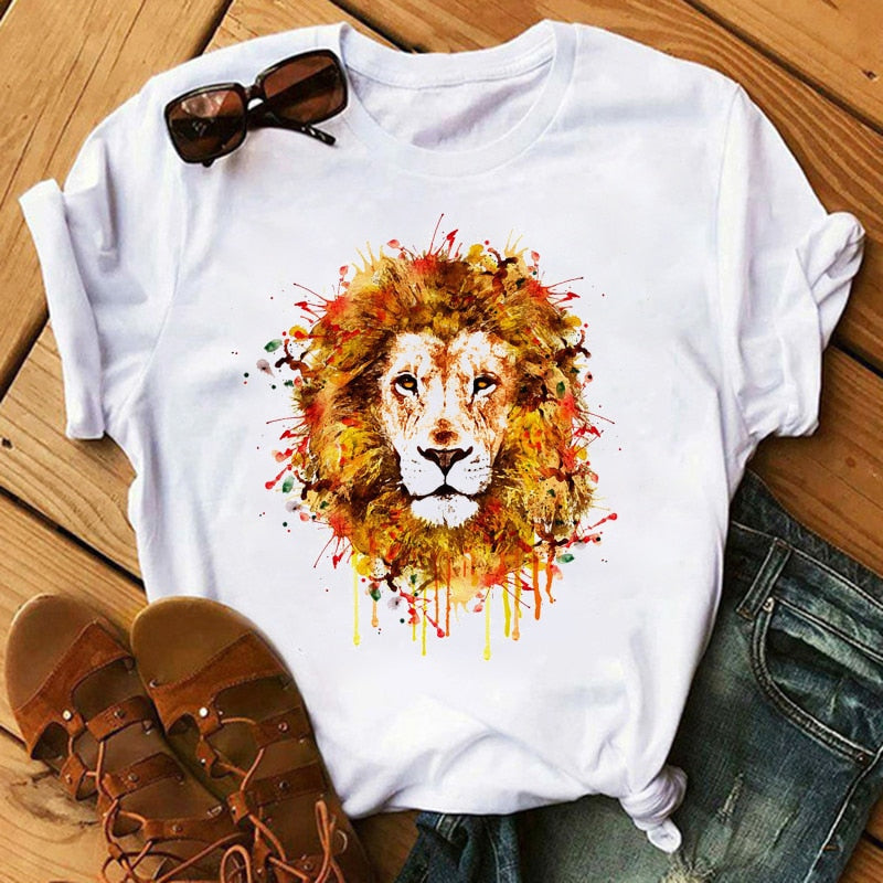 Cartoon Cute Lion King za women 2020 sheining vadiming tops harajuku oversized goth vintage graphic men t-shirt unisex 02