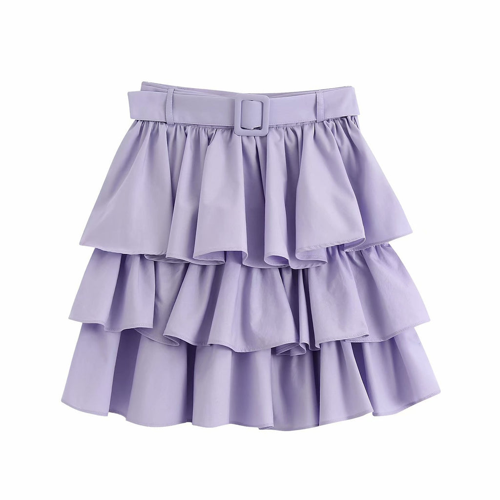 2020 Summer New cotton Waistband Laminated korean gothic jupe midi skirt