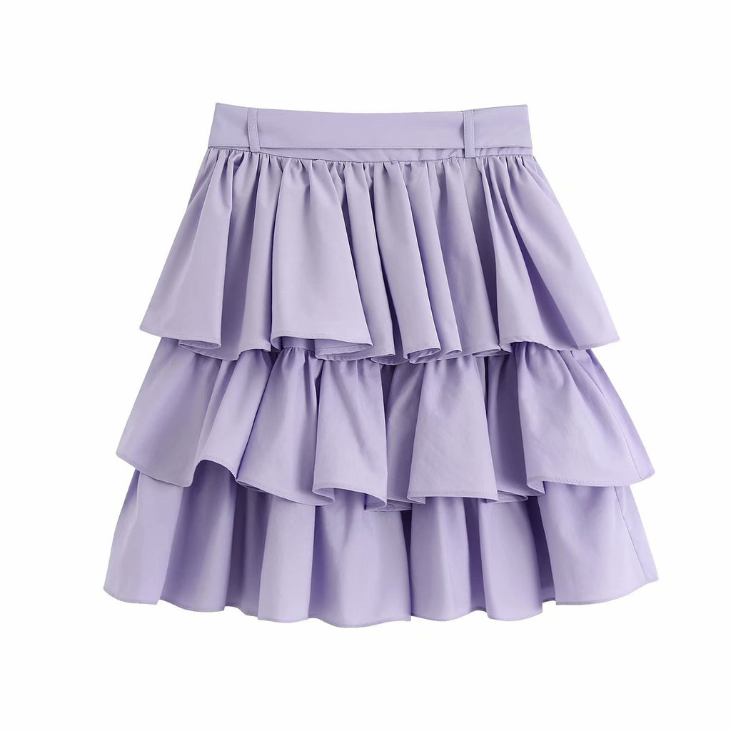 2020 Summer New cotton Waistband Laminated korean gothic jupe midi skirt