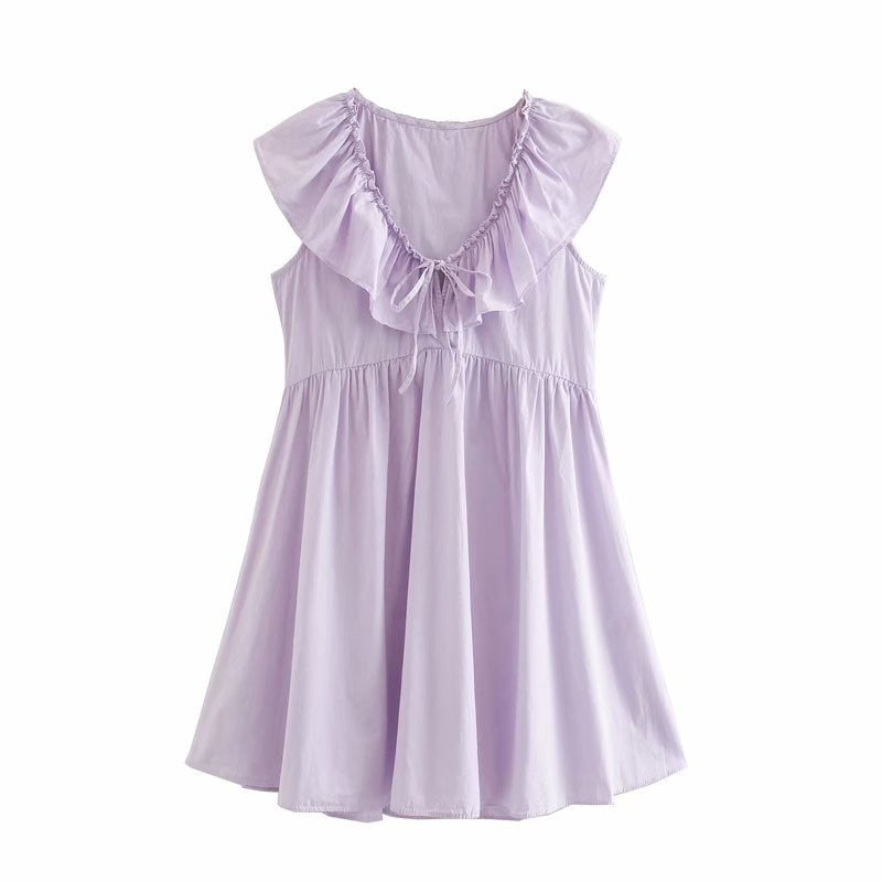 2020 Summer New Solid Color Sleeveless Poplin purple Dress