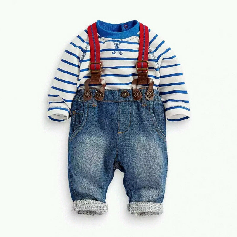 0-18Months Spring Autumn Newborn Outfit Clothing Sets Casual Infant Sweatshirt T-shirt+Jeans Baby Suits Boys Clothes